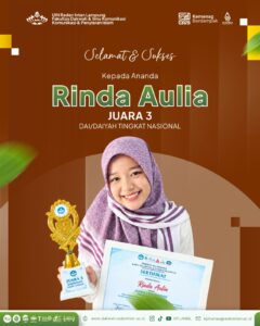 Syiar Lewat Nada dan Kata: Rinda Aulia Sabet Juara 3 Da’i/ Da’iyah Tingkat Nasional CKI 2026